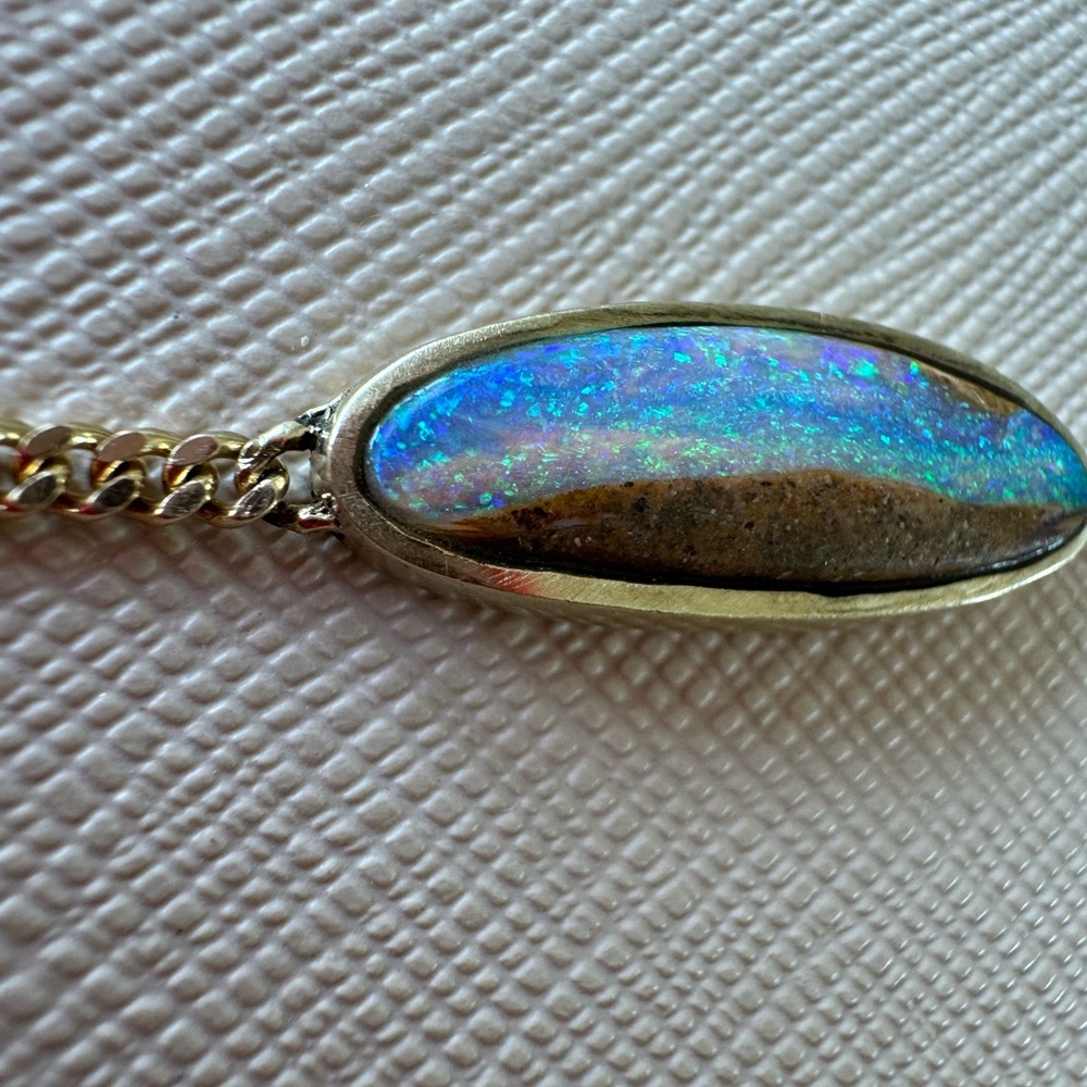 14k Gold Solid Opal Bracelet - Picture 5 of 16